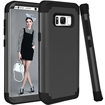 Galaxy S8 Case, UHKZ (TM) Ultra Slim Dual Layer Samsung S8 Shockproof Case Heavy Duty Protective Cover Anti-Scratch Bumper for Samsung Galaxy S8 (2017) (Black)