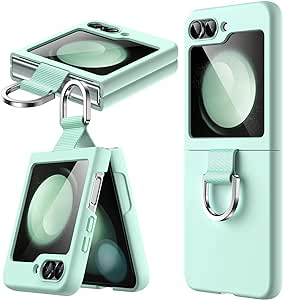 JETech Case for Samsung Galaxy Z Flip 5 2023 with Ring, Hard PC Slim Shockproof Anti-Scratch Protective Phone Cover (Mint Green)