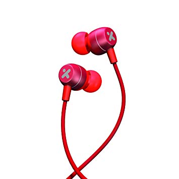 X-Mini NOVA Comfort Fit in Ear Earbud Headphones w Dynamic Driver Crystal Clear Sound, Ergonomic Design with Remote Control and Microphone for iPhones, Samsung, Android Phone and More (Red)