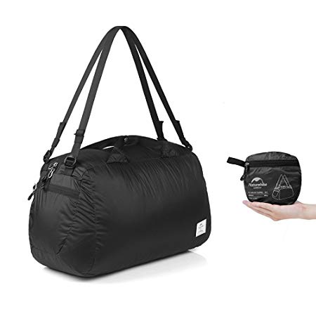 Naturehike 32L Ultralight Foldable Gym Bags 145g Sports Holdall Duffel Bag for Women, Ladies and Men, Water Resistant Nylon (Black)