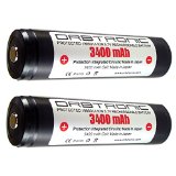 ORBTRONIC 3400mAh Two 18650 PROTECTED PANASONIC 37V Rechargeable High Performance Li-ion Batteries - 10 Amp Dual Protection - For High Power 18650 Flashlights - Protective Battery Case Included