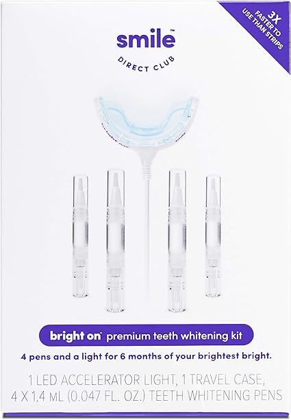 Smile Direct Club bright on Premium Teeth Whitening Kit - LED Accelerator Light and 4 Whitening Pens