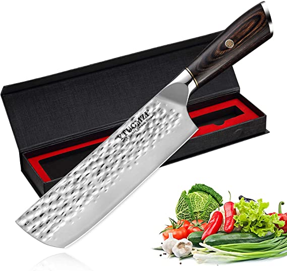 Nakiri Knife 7 Inch Classic Japanese Knife - Asian Vegetable Knife - Hand-Sharpened 15° Double-Bevel High Carbon Stainless Steel Kitchen Knife - Pro Japanese Chef's Knife (7-inch Nakiri Knife)