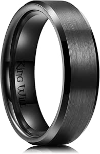 King Will Basic 3mm 5mm 6mm 7mm 8mm 9mm Silver/Black Titanium Ring Matte Finished Wedding Band Comfort Fit Beveled Edge