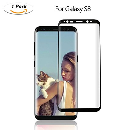 TedGem Screen Protector for Galaxy S8 - 3D Full Coverage Curved Edge Ultra Clear 9H Hardness Scratch Proof Tempered Glass Screen Protector