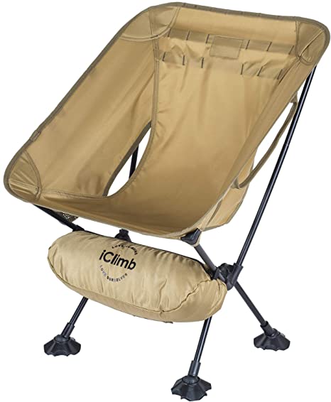 iClimb Ultralight Compact Camping Folding Beach Chair with Large Feet