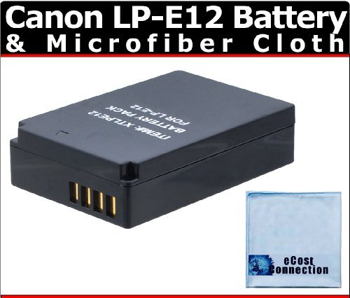 LP-E12 Battery for Canon Rebel SL1, EOS 100D, EOS-M Mirrorless Digital Camera & more   Microfiber Cloth by eCost