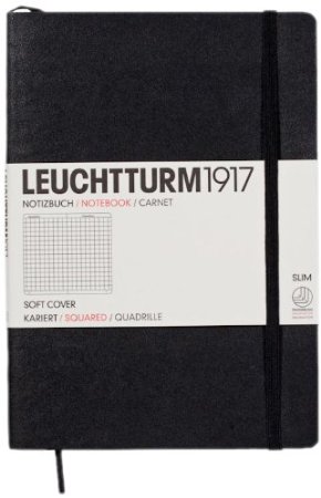Leuchtturm1917 Softcover Squared A5 Medium Notebook, Black (310337)