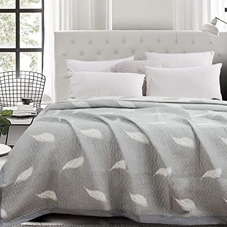 NTBAY Multilayer Muslin Natural Cotton Throw Bed Blanket, 50 x 60 Inches, Grey Feather