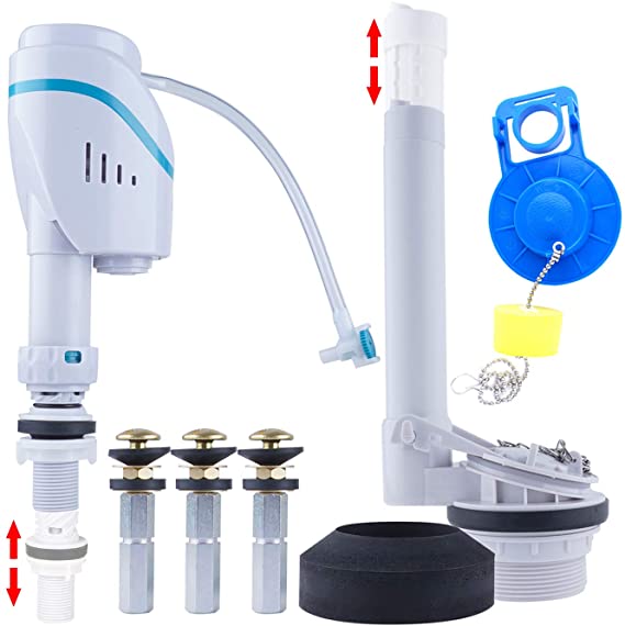 Universal Toilet Repair Kits, Complete Toilet Tank Repair Kit For 2-Inch Flush Valve Toilets with Fill Valve, Toilet Flapper and Tank to Bowl Gaskets and Bolts, All In One