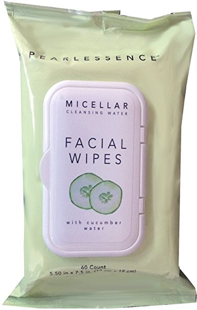 Micellar Cleansing Facial Makeup Remover Wipes w/ Cucumber Water, 60 Count (1 Pack)
