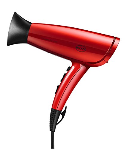 WATTS HD-16 Hair Dryer 1875W Professional Anti Frizz Black Tourmaline Ceramic Ionic Blow Dryer and Light Weight Blower with Cool Shot and Infrared Heat (Red)