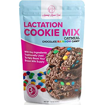 Lactation Cookies Mix - Oatmeal Chocolate Rainbow Candy Breastfeeding Cookie Supplement Support for Breast Milk Supply Increase - 16 oz