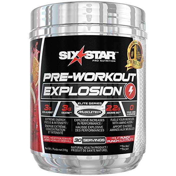 Six Star Pre Workout Explosion Powder, Fruit Punch, 30 Servings