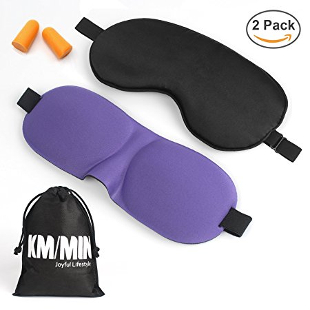 Sleep Mask, Kmmin Eye Mask Both Natural Silk and 3D Contoured Popular Among Travel Rest Nap and Sleep With Ultimate Touch and Super Soft for Men or Women or Kids as Sleeping Assist (Black Purple) …