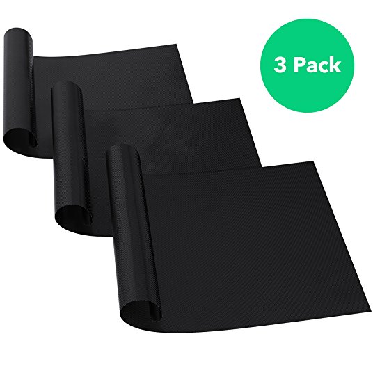 Vremi 3 Pack Nonstick Oven Liners Set - Heat Safe up to 500 F Heavy Duty Reusable Cut to Fit Non Stick Liner Sheets for Oven Racks - BPA Free Oven Protector Mats for Cooking Roasting or Baking - Black