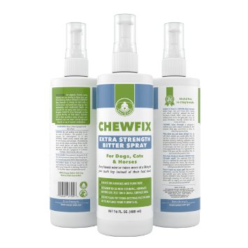 Extra Strength Pet Chew repellant - Chewfix Bitter Spray - Best Deterrent for Cat & Dog Indoor Furniture Training - Professional, No-Stain No-Sting Formula - 100% 365 Day Guarantee