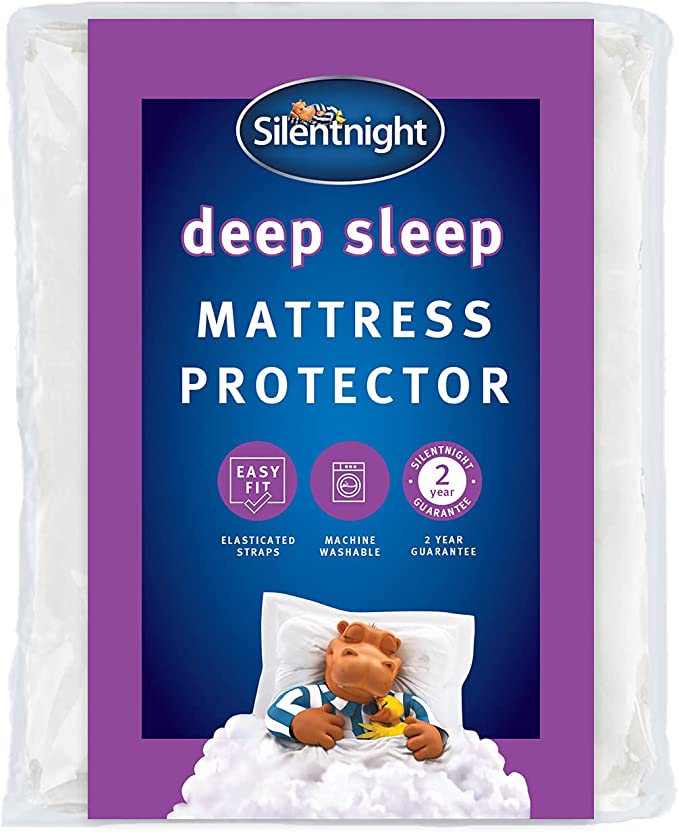 Silentnight Deep Sleep Mattress Protector – Supersoft Quilted Bed Protector Cover with Extra Deep Fitted Easy Fit Stretch Elasticated Straps – Machine Washable and Hypoallergenic - Single