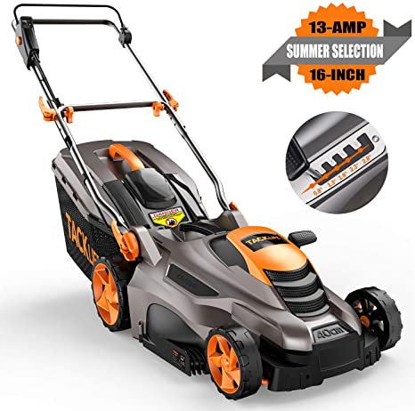 TACKLIFE Electric Lawn Mower, 16-Inch Corded Lawn Mower, 13-Amp Corded Lawnmower, 5 Mowing Heights, 98% Clippings Collect, 13.2Gal Collect Box, Foldable Handlebars