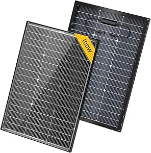 BougeRV 24V N-Type 16BB 100W Bifacial Solar Panel, 24V 100 Watt Solar Panel, for RV Camping Boat Marine Log Cabin Roof, Black Frame (1PCS)