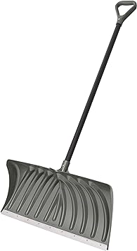 Suncast 27" Combination Snow Shovel/Pusher with Steel-Core Handle, Graphite/Black