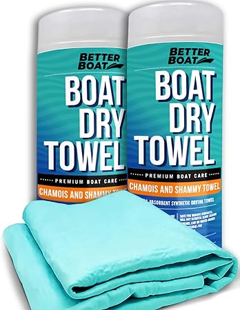 Better Boat Seafoam Dry Towel - 2 Pack, Synthetic, Premium Shammy Towel, Absorbent Quick Dry Towels for Car, Boat, Marine Grade, Cleaning Supplies, Towels for Drying, 25x17 inches