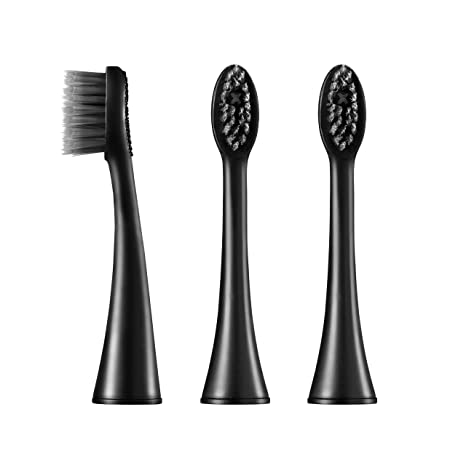 BURST Sonic Electric Toothbrush Replacement Heads, Charcoal Toothbrush Heads, 3pk, Black