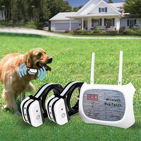 Wireless Dog Fence Electric Pet Containment System, Adjustable Control Range 100 to 990 Feet, Safe Effective No Randomly Over Correction, Rechargeable Waterproof Collar Receiver