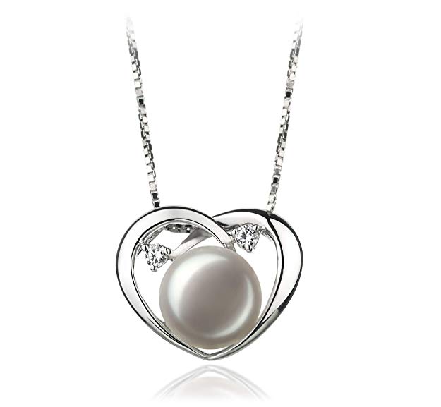 Katie Heart 9-10mm AA Quality Freshwater 925 Sterling Silver Cultured Pearl Pendant For Women