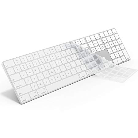 Kuzy CLEAR Keyboard Cover for Apple Magic Keyboard with Numeric Keypad Model: A1843 - Wireless Bluetooth (NEWEST VERSION) Skin Silicone for iMac - CLEAR