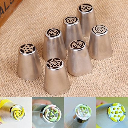 7pcs/set Russian Icing Piping Nozzles Cake Decoration Tips Home Baking DIY Tool Tulip Rose Nozzle Tip