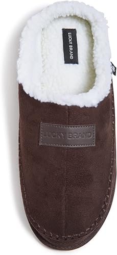 Lucky Brand Men's Memory Foam Slip On Clog Slippers, Indoor Outdoor Mens House Shoes, Warm Bedroom Clogs Slipper for Men