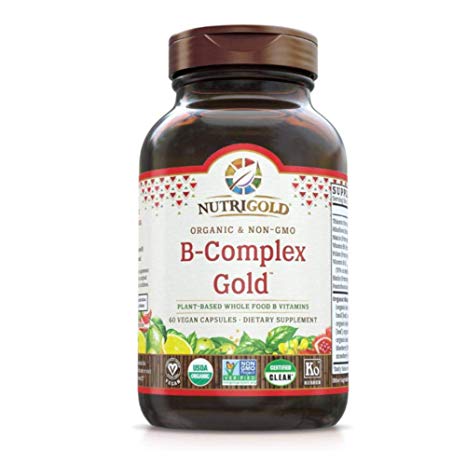 Nutrigold Vitamin B-Complex Gold (Organic, Plant-based, Whole-food) 60 Organic Capsules