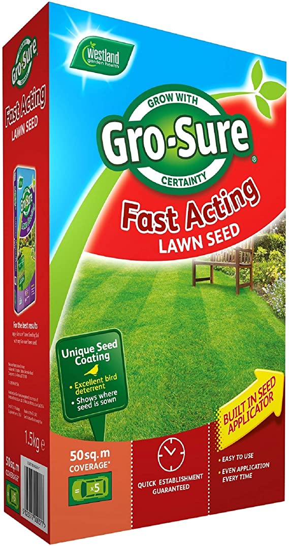 Gro-Sure Fast Acting Grass Lawn Seed, 50 m2, 1.5 kg
