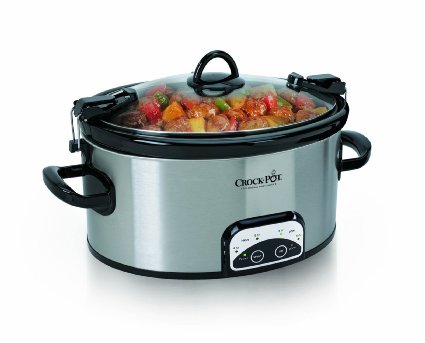 Crock-Pot SCCPVL605-S 6-Quart Programmable Cook and Carry Oval Slow Cooker Stainless Steel