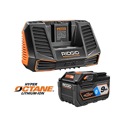 Ridgid 18V Bluetooth 9.0Ah Lithium-Ion Battery Starter Kit with Charger AC801