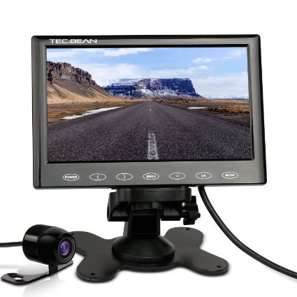 TEC.BEAN 7" Ultra-thin HD LCD Backup Camera Car Monitor with MP5 Function, USB Port, Touch Button Designed, Support SD Card