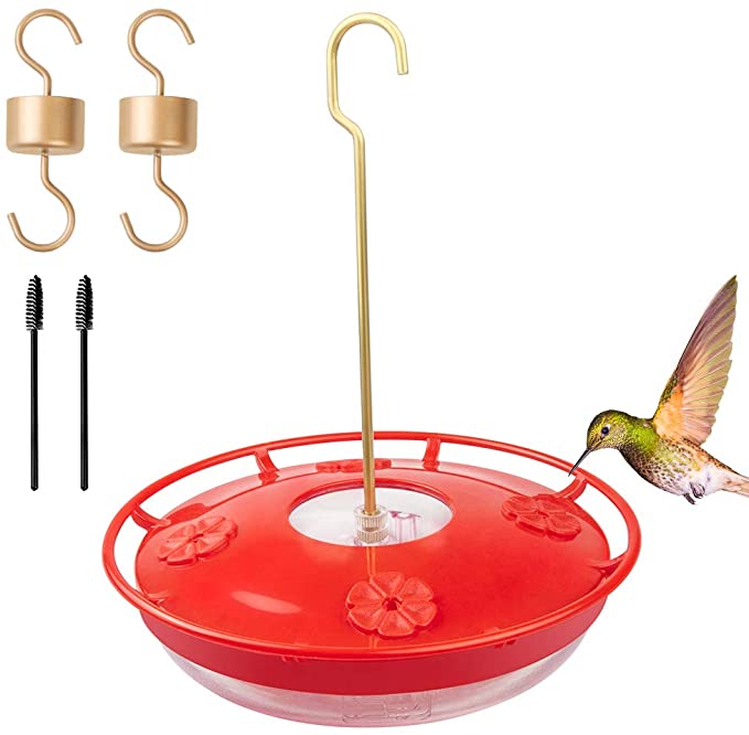 Picowe Hummingbird Feeder, 12 Ounce Hanging Hummingbird Feeder with 4 Feeding Stations for Outside