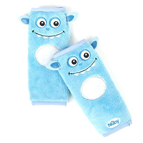 Nuby Car Seat StrapCovers 2 Pack, Blue Monster