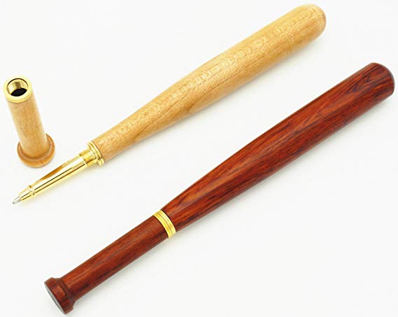 Rosewood and Maple Baseball Ballpoint Pens Set, IDEAPOOL Handcrafted Wooden Arts & Crafts Vintage Collection, Antique Cool Gift Pen