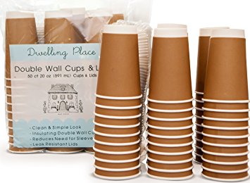 Best 12 oz Disposable Coffee Cups with Lids (50 Ct) - Use your Coffee Maker then Pour into this Insulated Travel Cup, Skip Starbucks & Brew your Own Beans, Steep your Own Tea, Mix your Own Hot Cocoa!