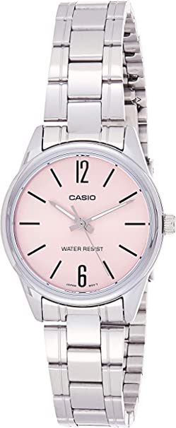 Casio LTP-V005D-4B Women's Standard Stainless Steel Pink Dial 3-Hand Analog Watch