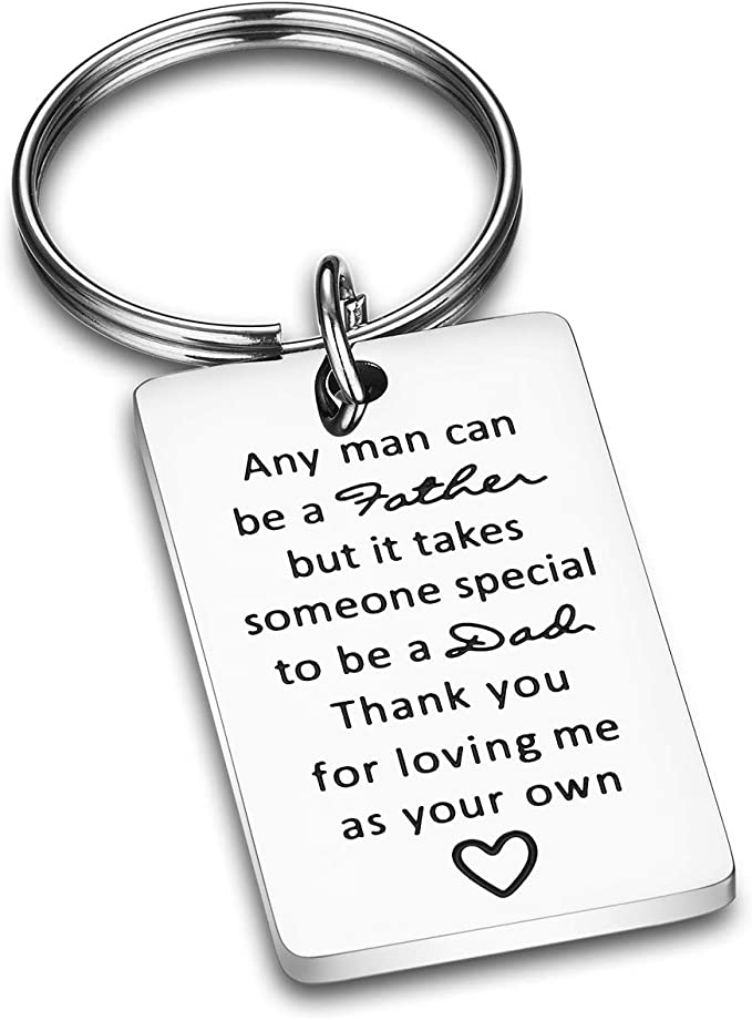 CJ&M Step Dad Keychain Gift - Father's Day Gifts from Daughter Son, Birthday Gift for Step Dad, Stainless Steel, Thank You for Being The Dad You Didn't Have to Be Stepdad Jewellery