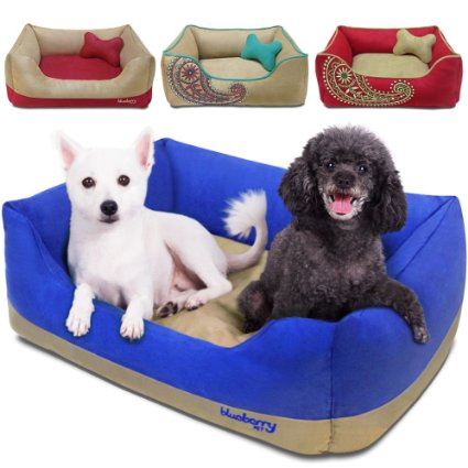 Blueberry Pet Premium Microsuede Bed 100 Recyclable and Fully Removable Stuffing wYKK Zippers Machine Washable Pet Bed for Cats and Dogs