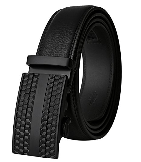 Dante Men's Leather Ratchet Dress Belt with Automatic Buckle, Elegant Gift Box