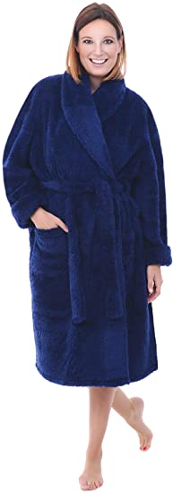 Alexander Del Rossa Women's Plush Fleece Robe, Warm Long Hair Shaggy Bathrobe