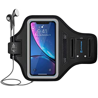 LOVPHONE iPhone 11 Pro Max/iPhone 11 Pro/iPhone Xs Max/iPhone XR Armband, Waterproof Sport Outdoor Gym Case with Running Key Holder Card Slot Phone Case Bag Armband (Gray)