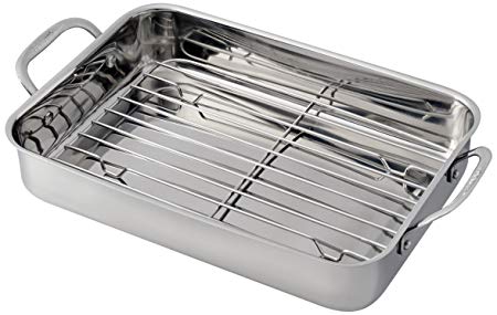 CUISINART 7117-14RR Chef's 14-Inch Classic Lasagna Pan with Stainless Roasting Rack, Silver