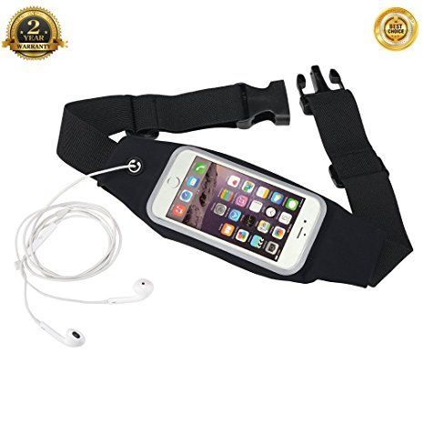 Runner Waist Pack Compatible Phone,Waterproof Cell Phone Holder for Running Fanny Pack Reflective Stripe Adjustable Belt,Pouch Transparent Touch Screen Window