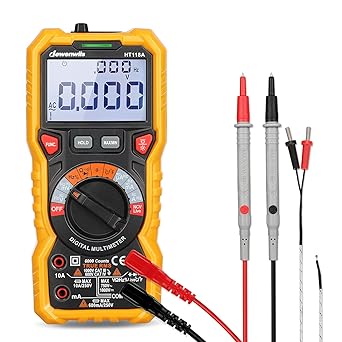 DEWENWILS Digital Multimeter, TRMS 6000 Counts AC/DC Ohmmeter with Backlight LCD Screen, Auto-Ranging Accurate Measure Voltage Current Amp Resistance Diodes Continuity Capacitance Temperature